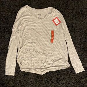 New w/ Tags Gray & White Stripped W Long Sleeve